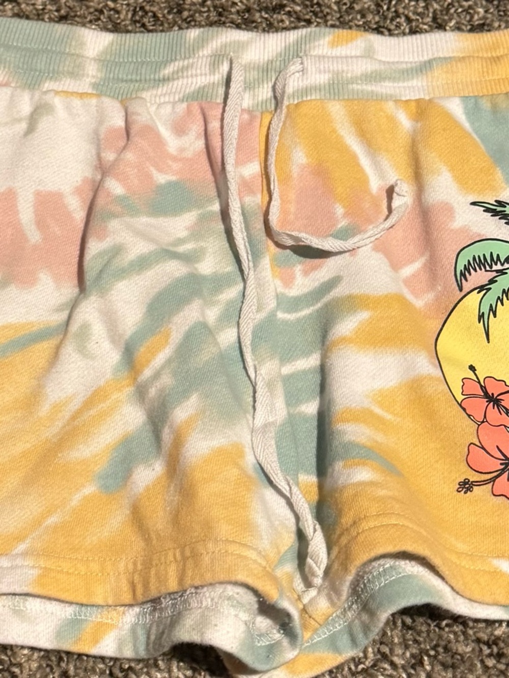 MTV Girls Tie-Dye Lounge Shorts in Yellow, Mint & Pink